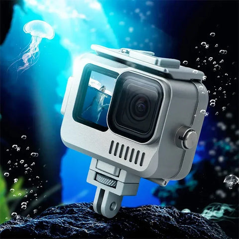 Vattentätt skal Aluminium med tillbehörshållare cold shoe till GoPro Hero12/11/10/9 Black