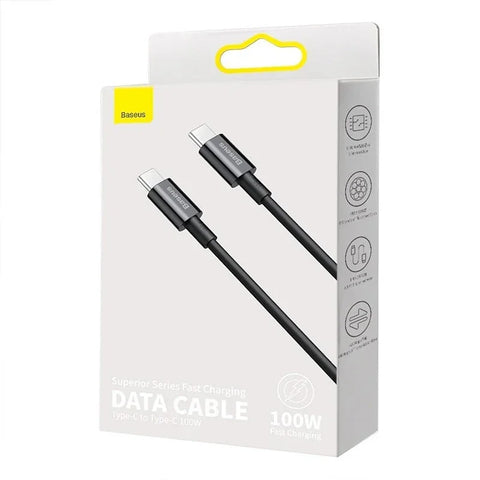 Baseus Superior Series USB-C kabel PD 2.0 / QC3.0, 100W, 20v/5A, 1m - Svart - Action King