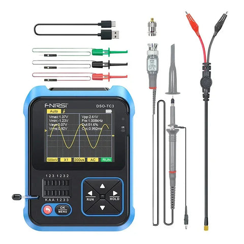 FNIRSI DSO-TC3 Portabelt Oscilloskop + Transistor-Testare + Signalgenerator 3 i 1 Mini - Kit - Action King