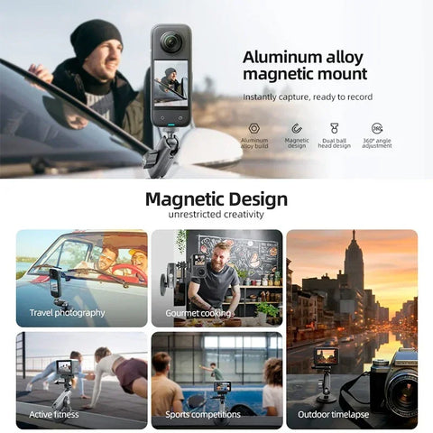 Telesin Magnetfäste dubbelledad med 360° kulled - Kit