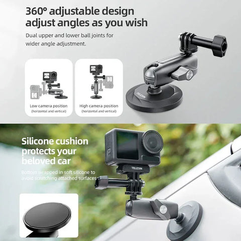Telesin Magnetfäste dubbelledad med 360° kulled - Kit