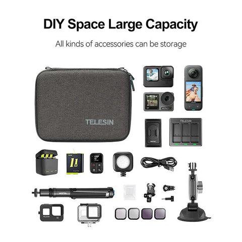 Telesin Väska / Förvaring Mellan Universal för Kamera / Mobil / Tillbehör - DIY - Grå