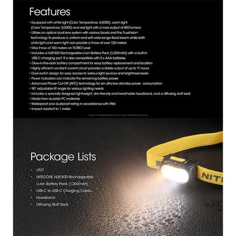 Nitecore UT27 Pannlampa Dual Beam Elite - 800lm