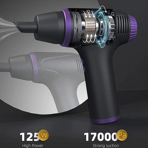 Dammsugare / Dammblåsare / kompressor 2 i 1 sladdlös, 7500mAh laddbart batteri - Kit