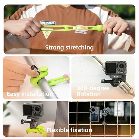 Telesin Flexibelt Silikonfäste 360° till Kamera - Svart - Action King