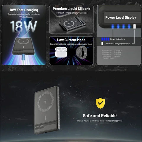 Nitecore NW5000 – Trådlös Powerbank 5000mAh med USB-C & Kolfiber - Action King