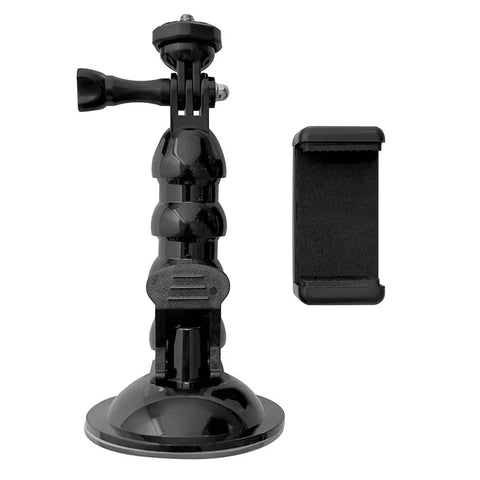 Böjbart svanhalsstativ med sugpropp och fäste för GoPro, Mobiltelefon, 1/4" skruv - Kit - Action King
