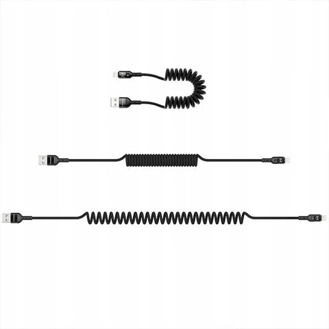 Mcdodo Spring Cable USB-A - Lightning CA-6410, USB-A - Lightning Kabel, Spiral, 2A, 1.8m - Svart - Action King
