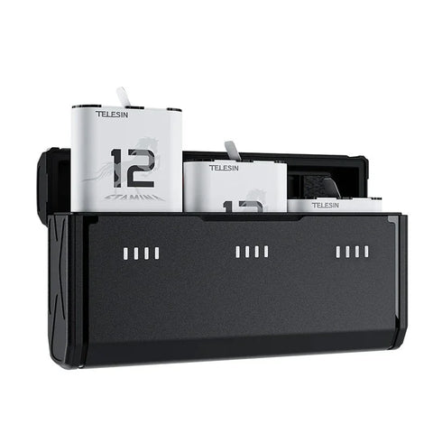 Telesin Batteriladdare Pocket Box med förvaring för 3st batterier + 2st microSD - För GoPro Hero12/11/10/9 Black - Action King