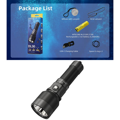 Nitecore DL30 Dyklampa - Ficklampa - 1100lm