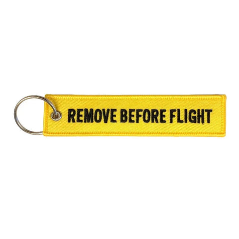 Nyckelband - REMOVE BEFORE FLIGHT / FOLLOW ME - Gul/Svart
