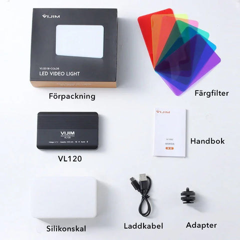 Ulanzi VIJIM VL120 Belysning LED för foto / video - 3100mAh internt batteri - 1250lux - kit - Action King