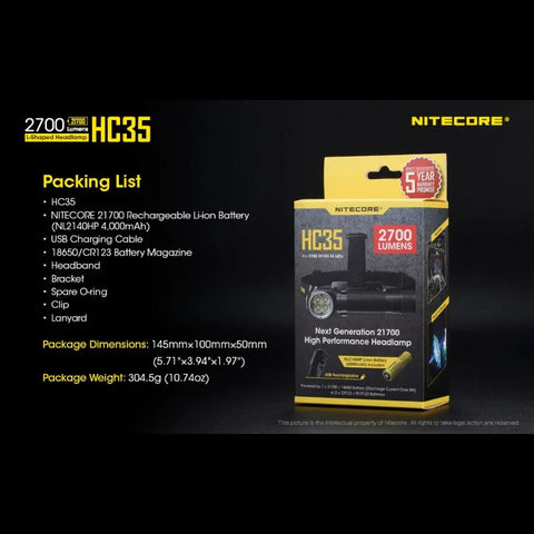 Nitecore HC35 Pannlampa - 2700lm