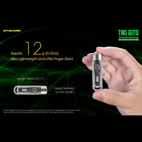 Nitecore TIKI GITD Nyckelringslampa USB-C - 300lm - Action King