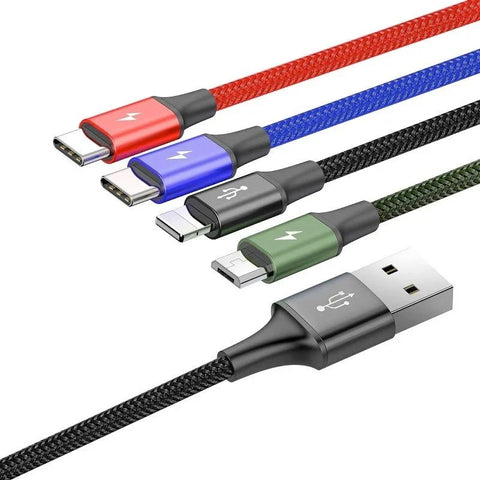 Baseus Rapid Series 4-in-1, USB kabel 3.5A, 1.2m - Multi, 2xUSB-C / Lightning / MicroUSB