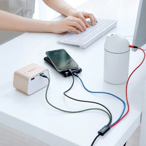 Baseus Rapid Series 4-in-1, USB kabel 3.5A, 1.2m - Multi, 2xUSB-C / Lightning / MicroUSB