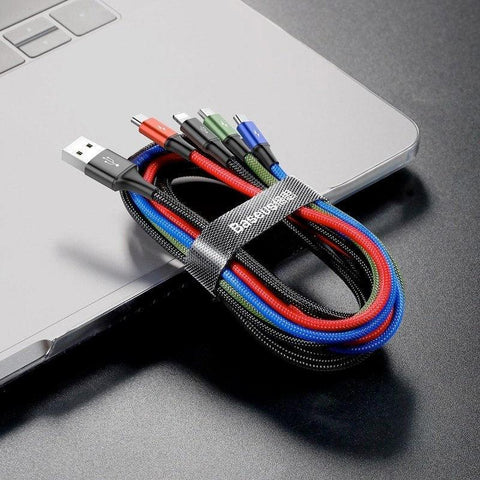 Baseus Rapid Series 4-in-1, USB kabel 3.5A, 1.2m - Multi, 2xUSB-C / Lightning / MicroUSB