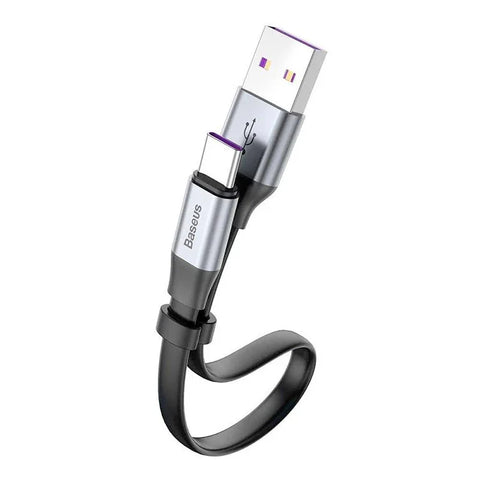 Baseus Simple HW Quick Charge Cable USB-A - USB-C-Kabel, QC 3.0, 5A, 0.23m - Grå - Action King