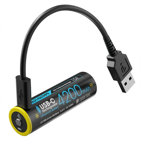 Nitecore NL2142LTHPR Li-ion 21700 Batteri Low Temp - 4200mAh, 3,6V, Max 15A, USB-C Laddning