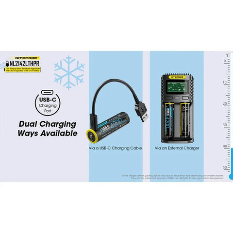 Nitecore NL2142LTHPR Li-ion 21700 Batteri Low Temp - 4200mAh, 3,6V, Max 15A, USB-C Laddning