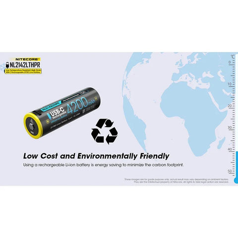Nitecore NL2142LTHPR Li-ion 21700 Batteri Low Temp - 4200mAh, 3,6V, Max 15A, USB-C Laddning