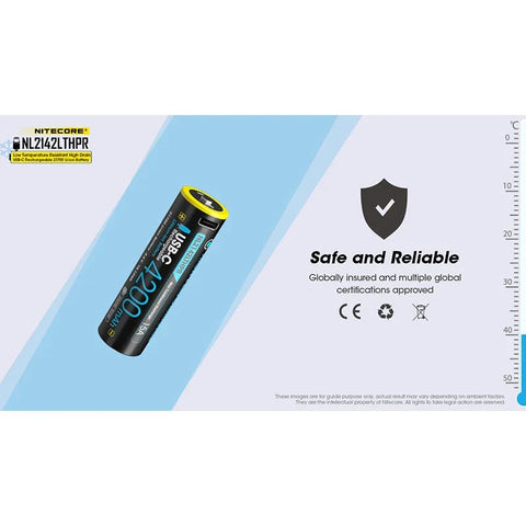 Nitecore NL2142LTHPR Li-ion 21700 Batteri Low Temp - 4200mAh, 3,6V, Max 15A, USB-C Laddning