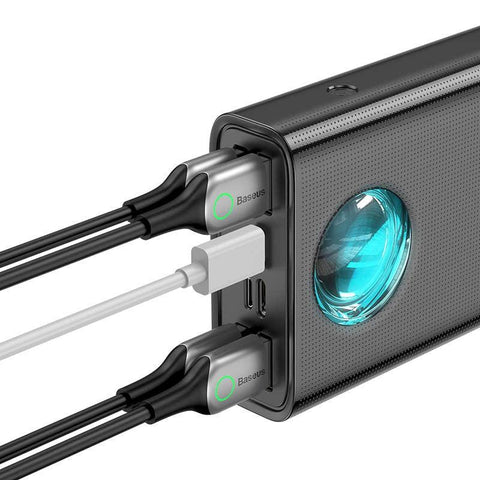 Baseus Amblight Power Bank - Portabelt batteri - 30000mAh, 5xUSB Typ A/C, QC 3.0 / PD 65W - Action King
