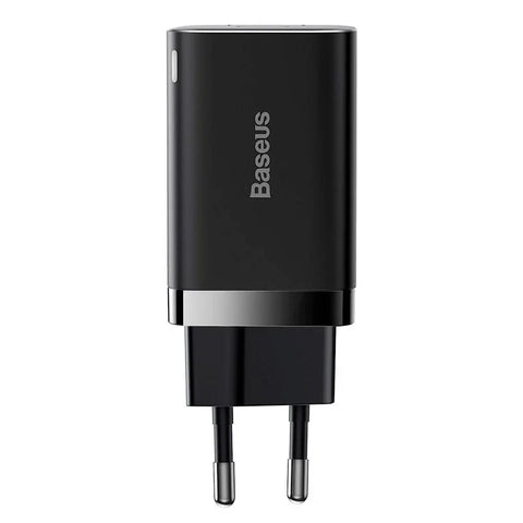 Baseus Super Si Pro Quick Charger - Väggladdare - Snabbladdare QC3.0 / PD 30W - 100-240V till USB - 2xUSB Typ A/C - Svart