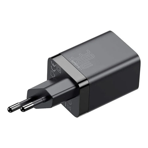 Baseus Super Si Pro Quick Charger - Väggladdare - Snabbladdare QC3.0 / PD 30W - 100-240V till USB - 2xUSB Typ A/C - Svart