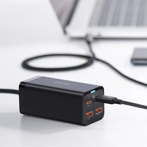 Baseus GaN3 Pro Desktop Fast Charger - Väggladdare - Snabbladdare QC4+ / PD 100W - 100-240V till USB - 4xUSB Typ A/C - Action King