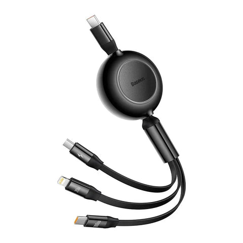 Baseus Bright Mirror 2 retractable cable 3-in-1, USB-C kabel 100W, 1.1m - Multi, USB-C / Lightning / MicroUSB - Action King
