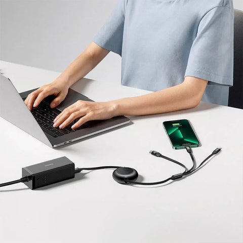 Baseus Bright Mirror 2 retractable cable 3-in-1, USB-C kabel 100W, 1.1m - Multi, USB-C / Lightning / MicroUSB - Action King