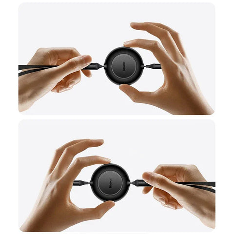 Baseus Bright Mirror 2 retractable cable 3-in-1, USB-C kabel 100W, 1.1m - Multi, USB-C / Lightning / MicroUSB - Action King
