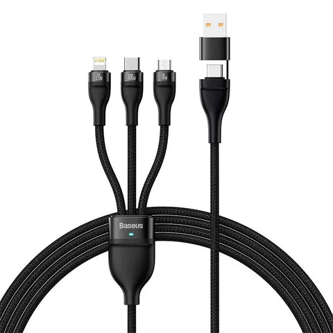 Baseus Flash Series II cable 4-in-1, USB-A/C kabel 100W, 1.2m - Multi, USB-C / Lightning / MicroUSB - Action King