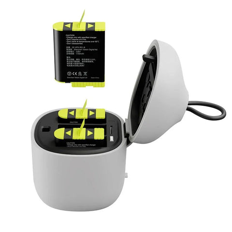 Telesin batterier 3st och allInBox med förvaring för batterier + microSD Läsare - Trippel - för GoPro Hero12/11/10/9 Black