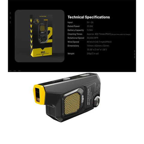 Nitecore BB2 - BlowerBaby GEN2 - Dammblåsare sladdlös, 7.2Wh laddbart batteri