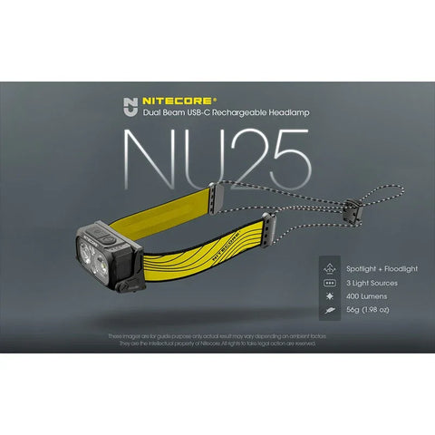 Nitecore NU25 V2 Pannlampa Dual Beam - 400lm