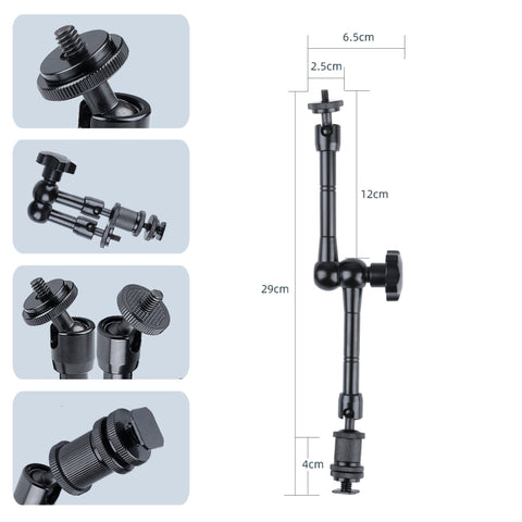 Magic Arm Dubbel 360° Kulled + Klämma - 11" - Aluminium - Kit
