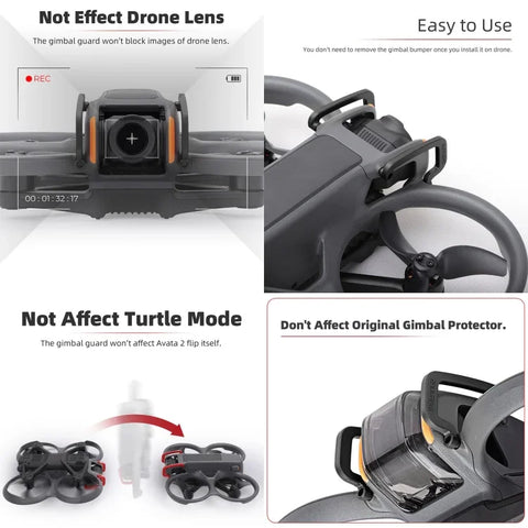 Gimbalskydd Bumper / Båge till DJI Avata 2 - Aluminium - Svart - Action King