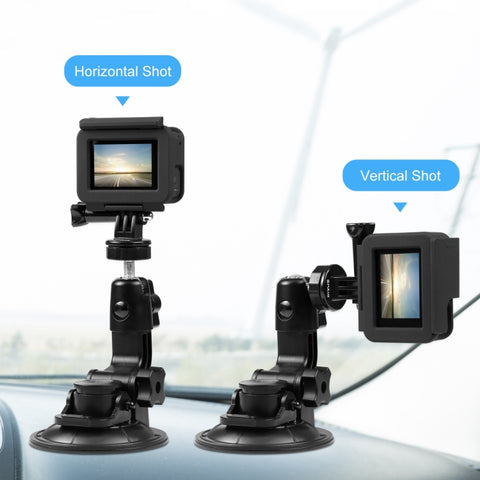 PULUZ Car Suction Cup Mount with Phone Clamp / Screw / Tripod Adapter - Action King