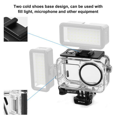 For DJI Osmo Action 5 Pro / 3 / 4 PULUZ 60m Underwater Waterproof Housing Diving Case with Cold Shoe & Buckle Basic Mount & Screw - Action King