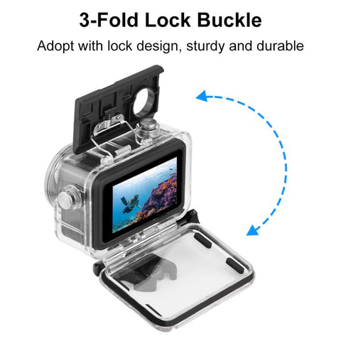 For DJI Osmo Action 5 Pro / 3 / 4 PULUZ 60m Underwater Waterproof Housing Diving Case with Cold Shoe & Buckle Basic Mount & Screw - Action King
