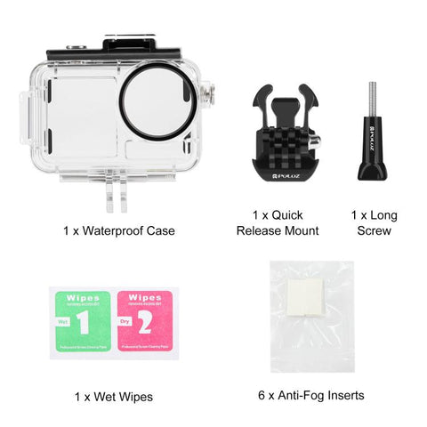 For DJI Osmo Action 5 Pro / 3 / 4 PULUZ 60m Underwater Waterproof Housing Diving Case with Cold Shoe & Buckle Basic Mount & Screw - Action King