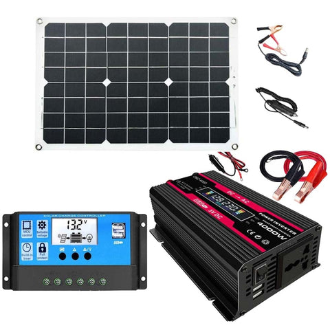 Komplett Solkraftsystem – Inverter 300W + 30A Laddningsregulator + 18W Solpanel