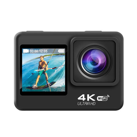 4K Actionkamera med WiFi, 2.4G-fjärr & dubbla skärmar