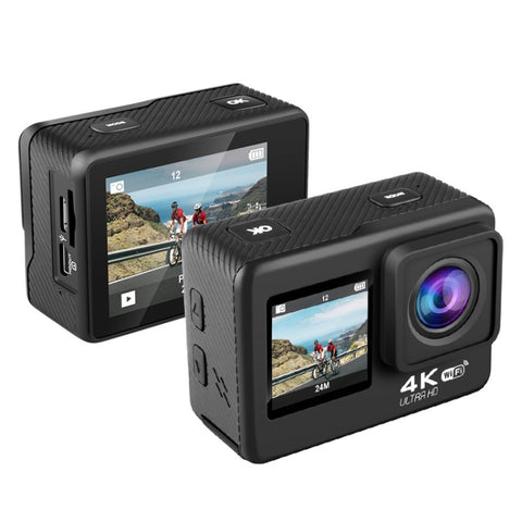 4K Actionkamera med WiFi, 2.4G-fjärr & dubbla skärmar