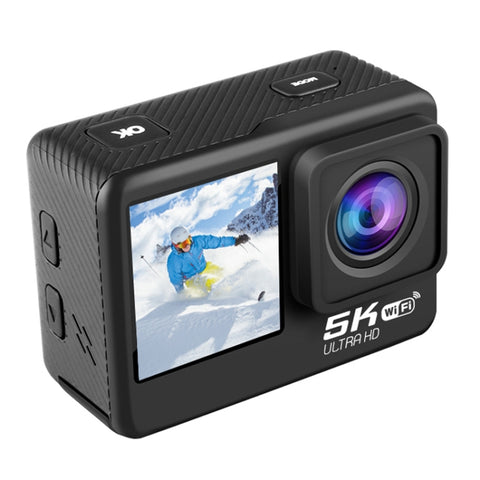 5K/30 fps Wi-Fi HD sportkamera – dubbla skärmar, pekskärm, bildstabilisering & IP68