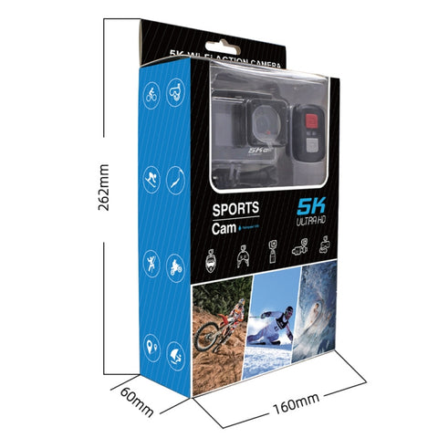 5K/30 fps Wi-Fi HD sportkamera – dubbla skärmar, pekskärm, bildstabilisering & IP68