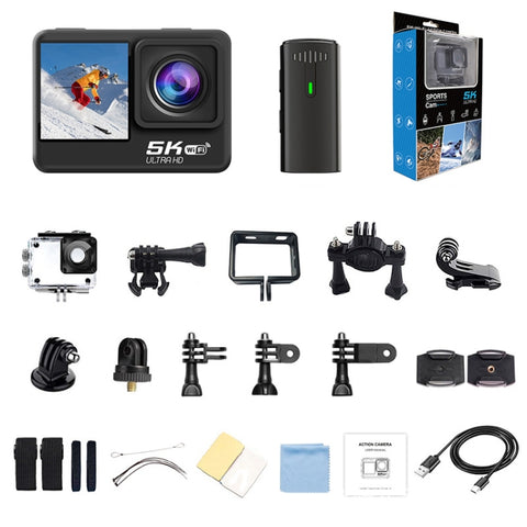 5K/30FPS WiFi Actionkamera – Dubbel skärm, Touch, Anti-Shake & IP68