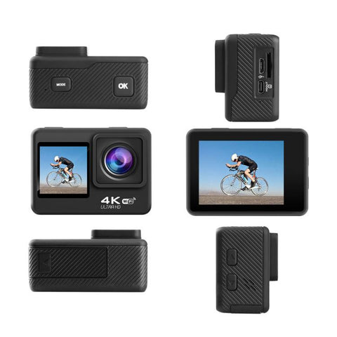 4K/60fps Actionkamera – WiFi, EIS Anti-Shake, Pekskärm & Dubbla färgskärmar